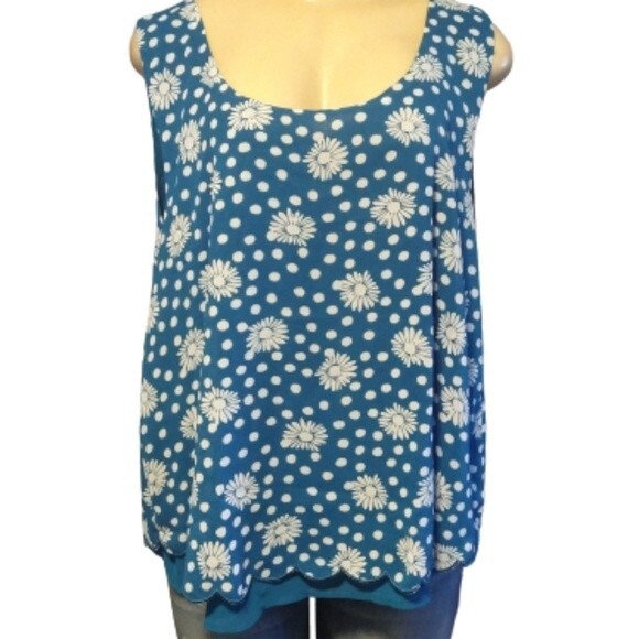 Blue Floral Top 2X - Picture 1 of 4